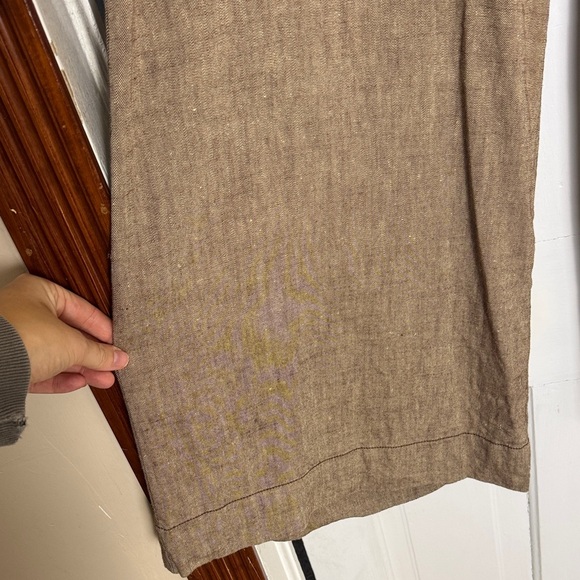 Anthropologie Linen Low Rise Wide Leg Pants Tan Size 14 - Picture 7 of 15